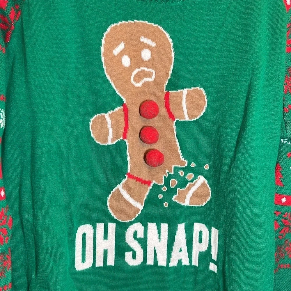 Ugly Christmas Oh Snap Gingerbread Man Sweater